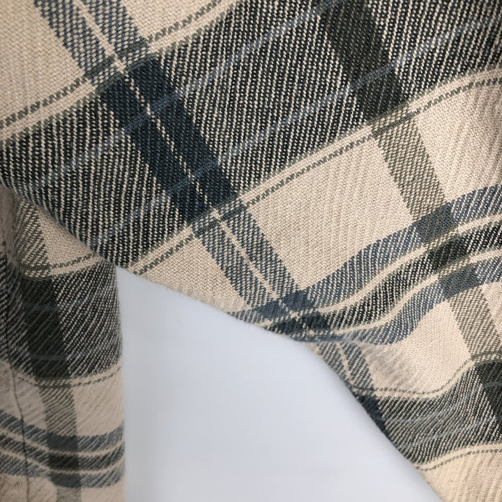 Levi's Check Pattern Long-Sleeve Flannel Check Shirt, Women's Size L (approx.) cotton Beige type Vintage Second Hand