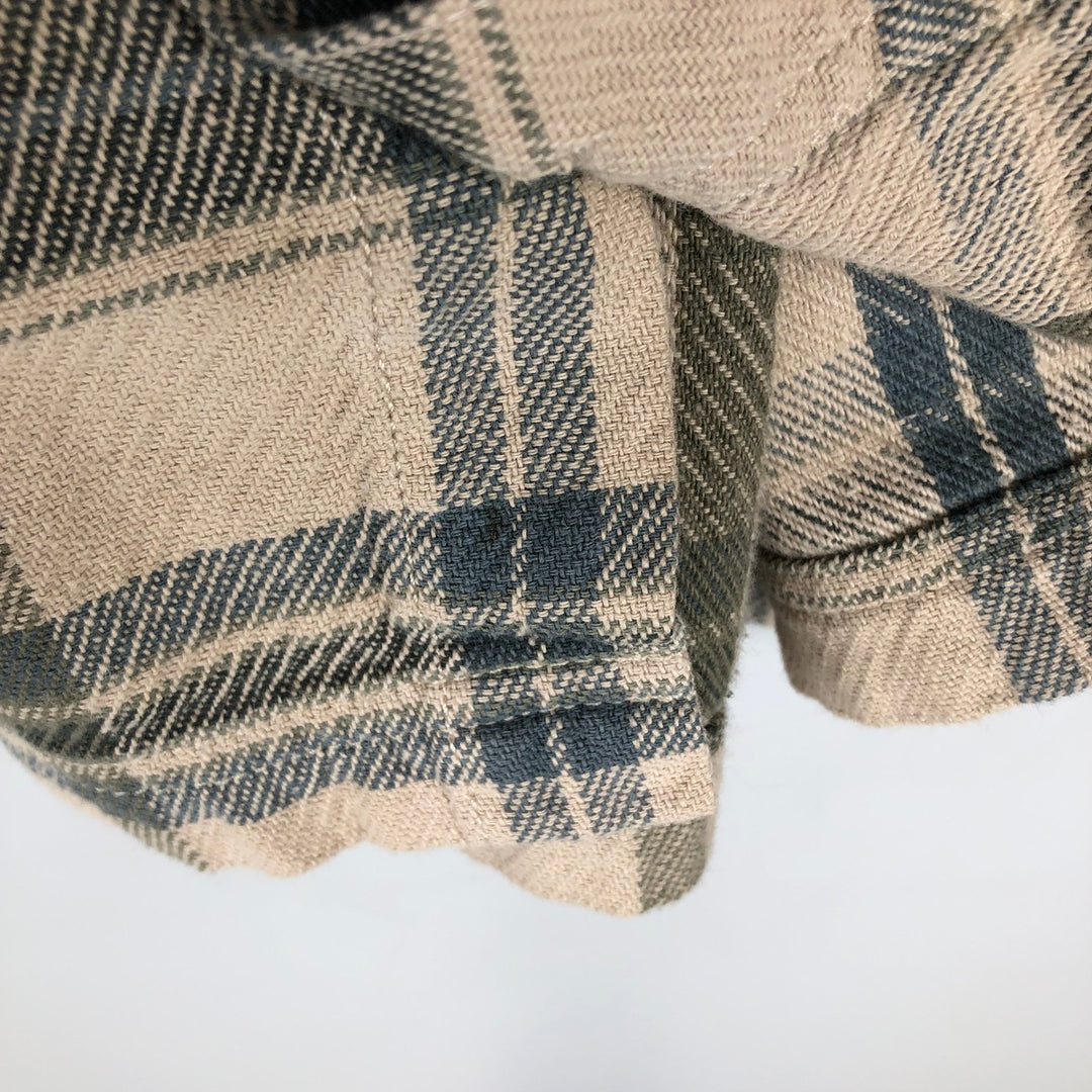 Levi's Check Pattern Long-Sleeve Flannel Check Shirt, Women's Size L (approx.) cotton Beige type Vintage Second Hand