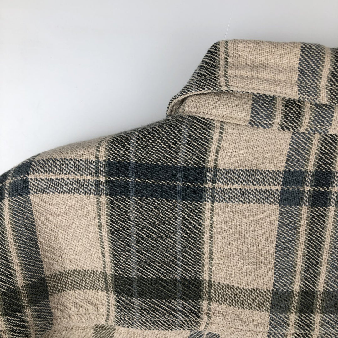 Levi's Check Pattern Long-Sleeve Flannel Check Shirt, Women's Size L (approx.) cotton Beige type Vintage Second Hand