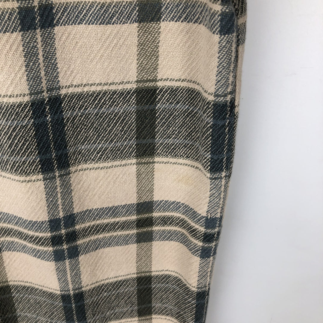 Levi's Check Pattern Long-Sleeve Flannel Check Shirt, Women's Size L (approx.) cotton Beige type Vintage Second Hand