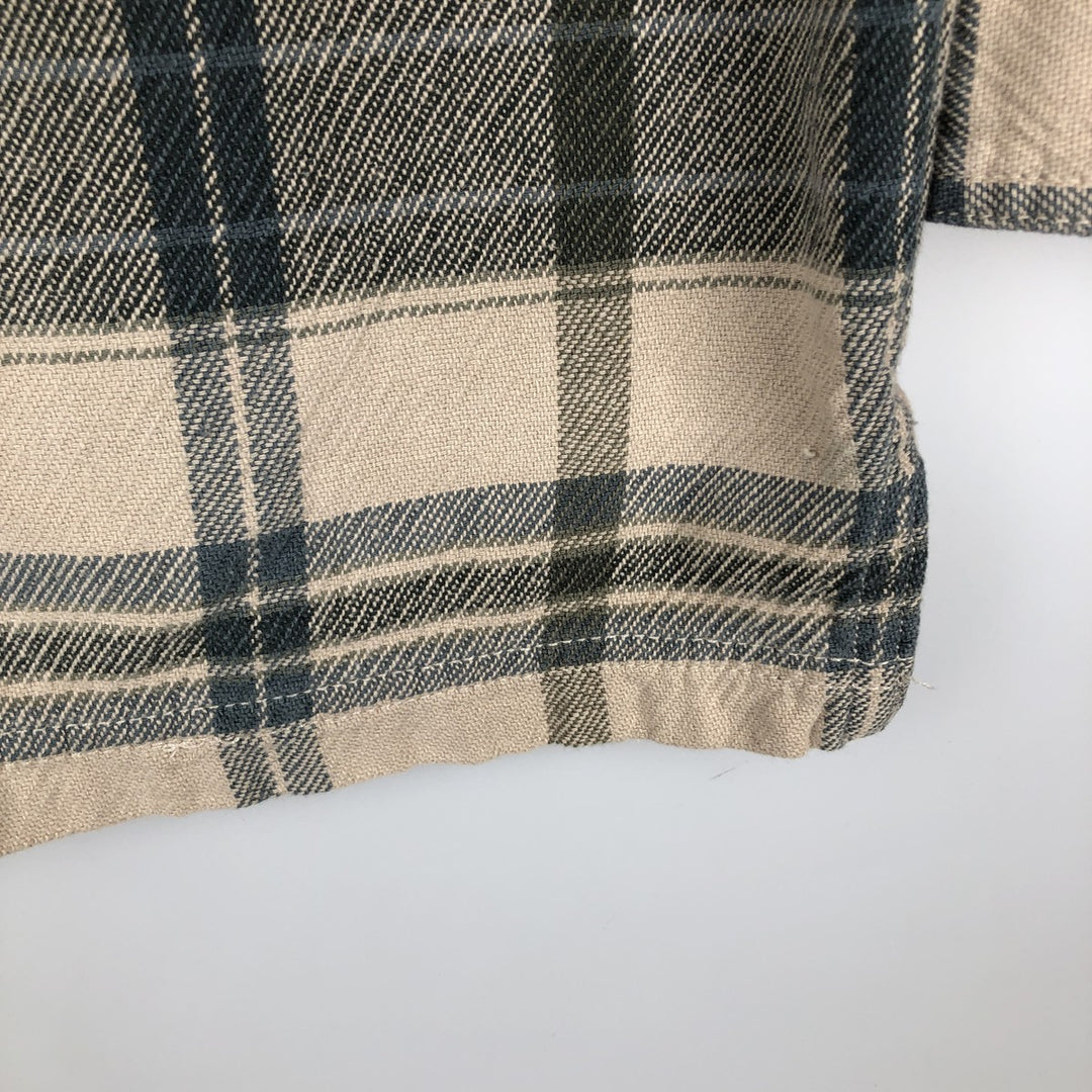 Levi's Check Pattern Long-Sleeve Flannel Check Shirt, Women's Size L (approx.) cotton Beige type Vintage Second Hand