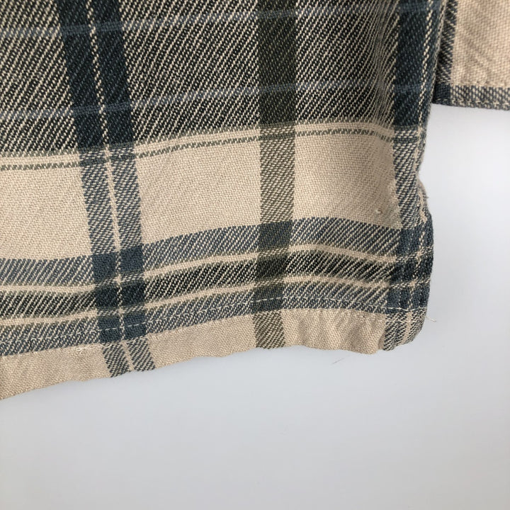 Levi's Check Pattern Long-Sleeve Flannel Check Shirt, Women's Size L (approx.) cotton Beige type Vintage Second Hand