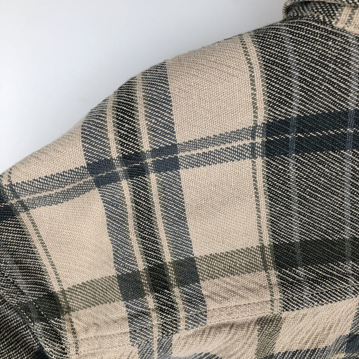 Levi's Check Pattern Long-Sleeve Flannel Check Shirt, Women's Size L (approx.) cotton Beige type Vintage Second Hand