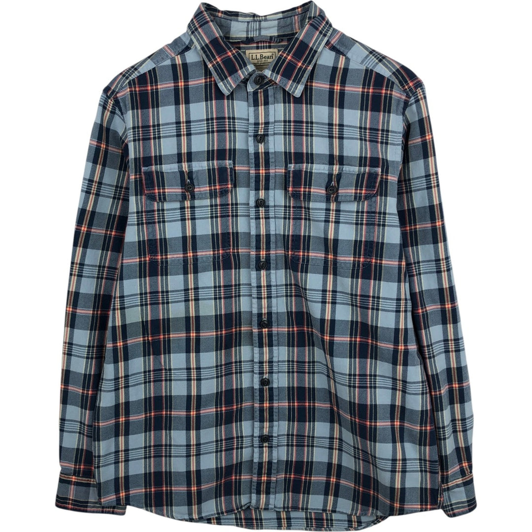 90s~00'S LLBean Long Sleeve Flannel Check Shirt, Men's Size L cotton blue type Vintage Second Hand