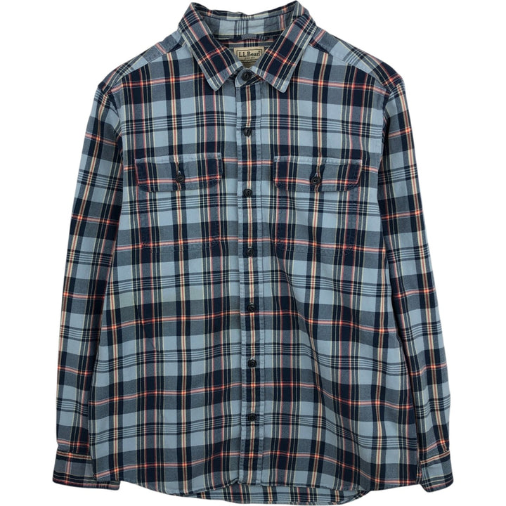 90s~00'S LLBean Long Sleeve Flannel Check Shirt, Men's Size L cotton blue type Vintage Second Hand
