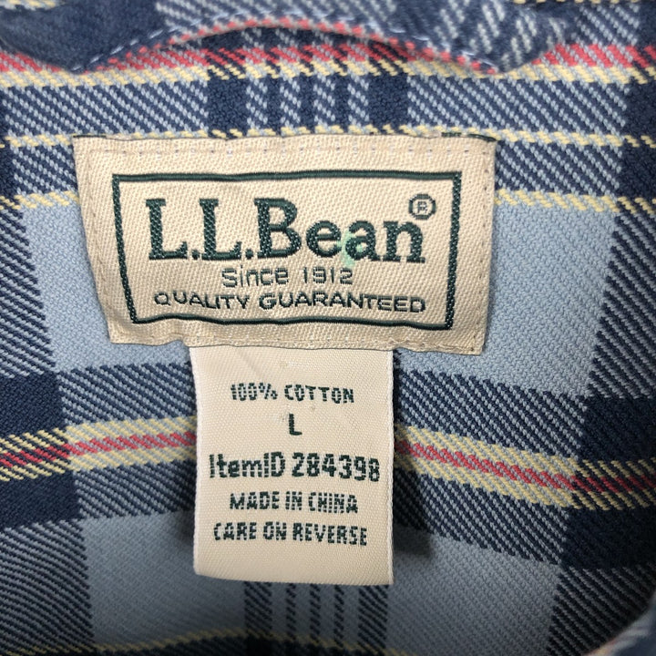 90s~00'S LLBean Long Sleeve Flannel Check Shirt, Men's Size L cotton blue type Vintage Second Hand