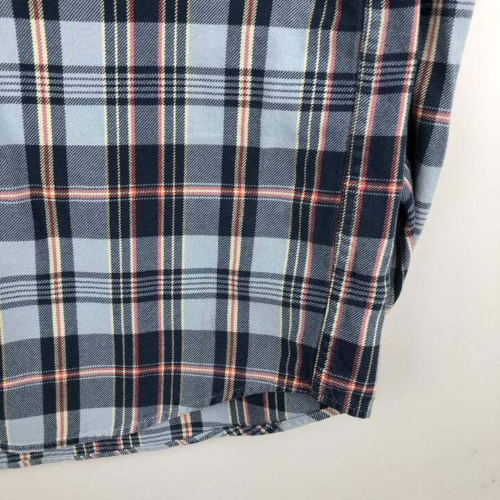 90s~00'S LLBean Long Sleeve Flannel Check Shirt, Men's Size L cotton blue type Vintage Second Hand