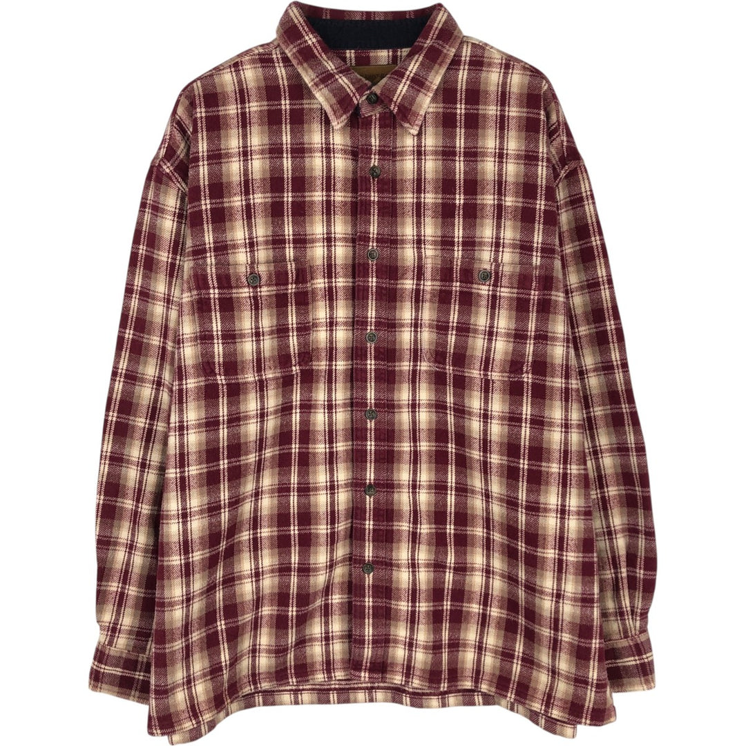 St. John's Bay Long Sleeve Flannel Check Shirt, Men's XL cotton Purple type red-purple Vintage Second Hand