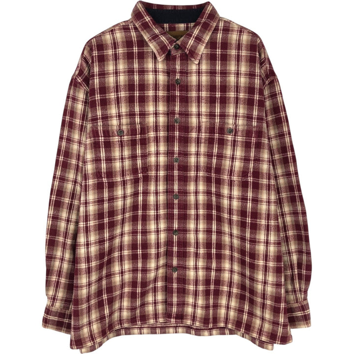 St. John's Bay Long Sleeve Flannel Check Shirt, Men's XL cotton Purple type red-purple Vintage Second Hand