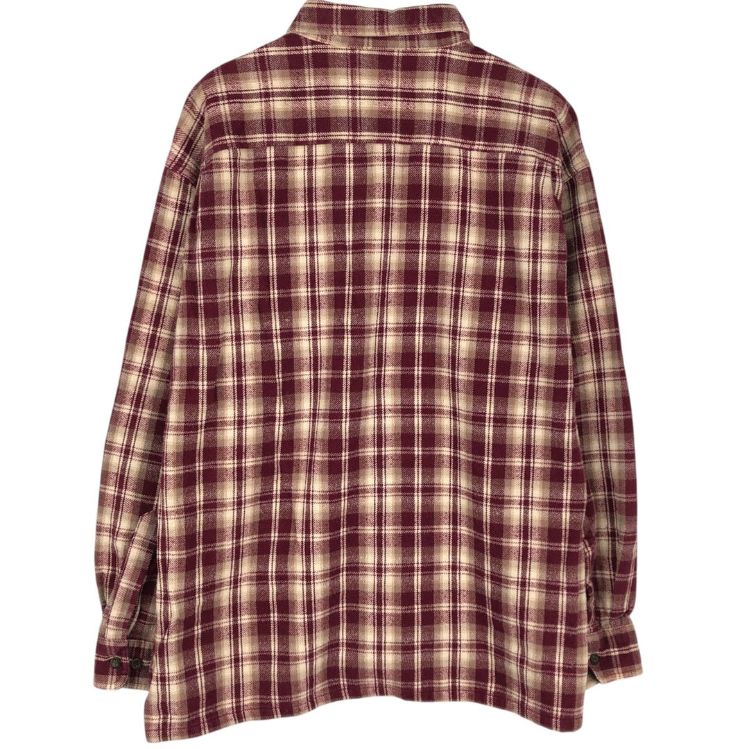St. John's Bay Long Sleeve Flannel Check Shirt, Men's XL cotton Purple type red-purple Vintage Second Hand