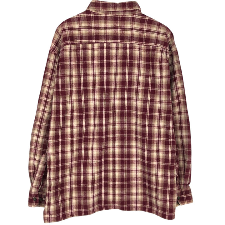 St. John's Bay Long Sleeve Flannel Check Shirt, Men's XL cotton Purple type red-purple Vintage Second Hand
