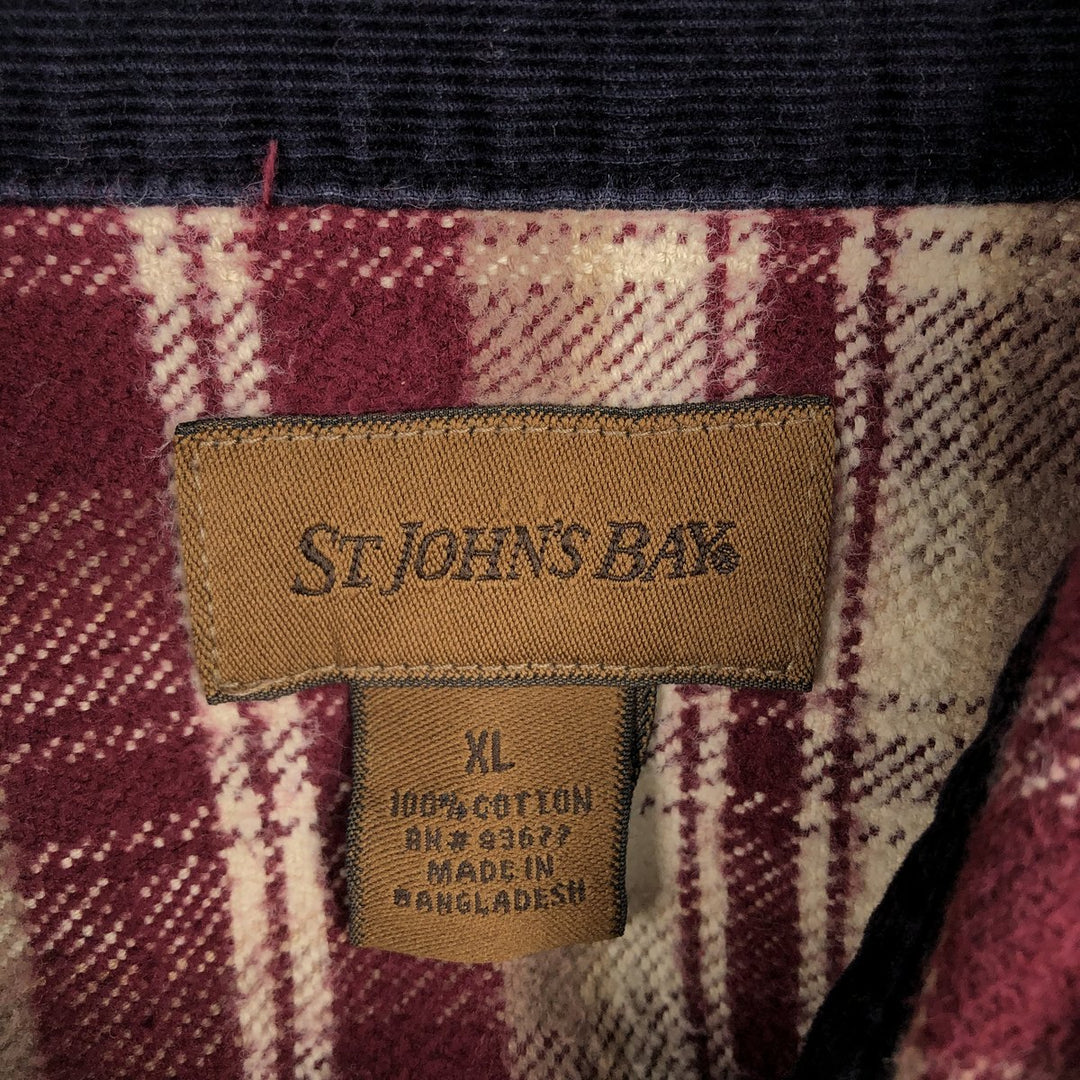 St. John's Bay Long Sleeve Flannel Check Shirt, Men's XL cotton Purple type red-purple Vintage Second Hand