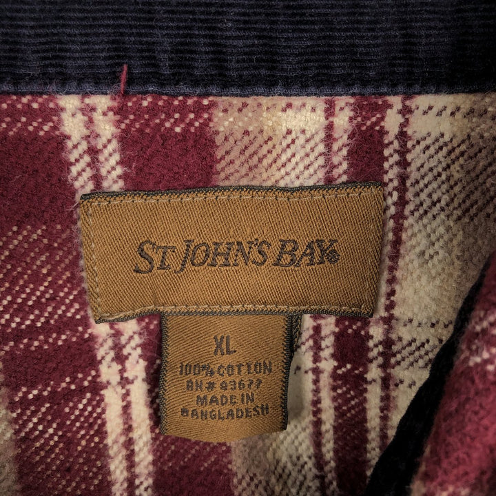 St. John's Bay Long Sleeve Flannel Check Shirt, Men's XL cotton Purple type red-purple Vintage Second Hand