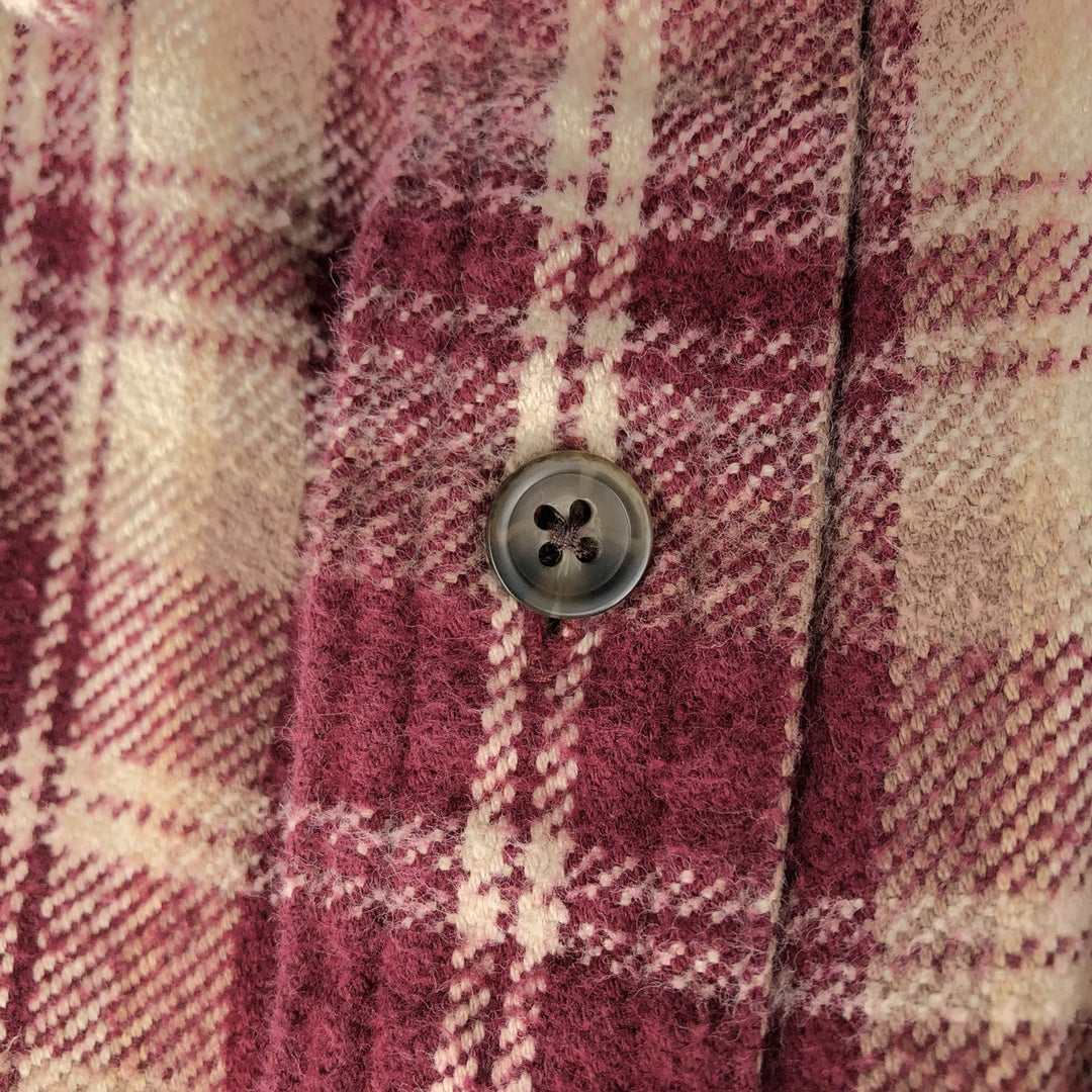 St. John's Bay Long Sleeve Flannel Check Shirt, Men's XL cotton Purple type red-purple Vintage Second Hand