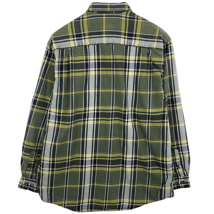 Eddie Bauer Long Sleeve Button Down Flannel Check Shirt, Men's Size L cotton Green type dark green Vintage Second Hand