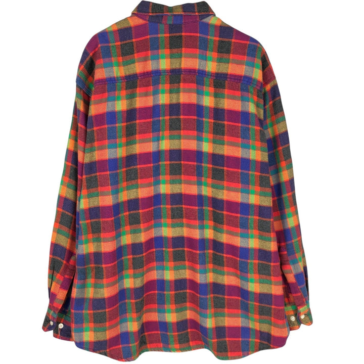 90'S GAP (Old GAP) Long-Sleeve Button-Down Flannel Check Shirt, Men's Size XL (Equivalent), Vintage cotton red type Vintage Second Hand