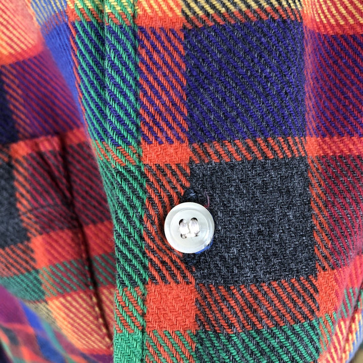 90'S GAP (Old GAP) Long-Sleeve Button-Down Flannel Check Shirt, Men's Size XL (Equivalent), Vintage cotton red type Vintage Second Hand