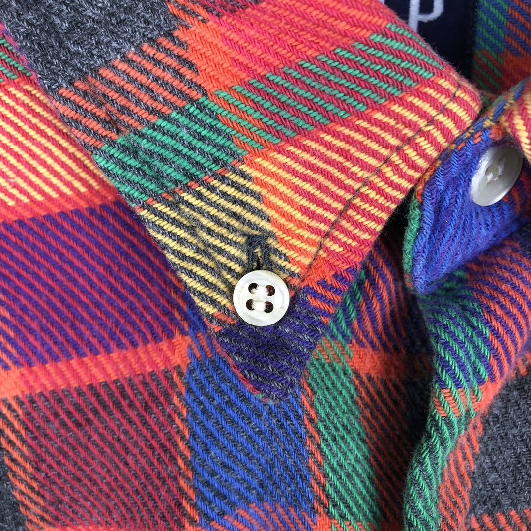 90'S GAP (Old GAP) Long-Sleeve Button-Down Flannel Check Shirt, Men's Size XL (Equivalent), Vintage cotton red type Vintage Second Hand