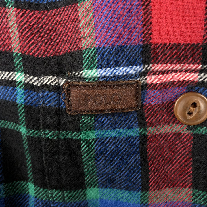Ralph Lauren POLO by Ralph Lauren Check Pattern Long-Sleeve Light Flannel Shirt, Women's Size XL (approx.) cotton blue type Vintage Second Hand