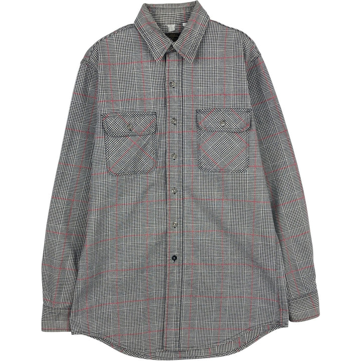 1970'S Eddie Bauer Black Tag Long-Sleeve Flannel Check Shirt, Made in USA, Men's Size M (Equivalent), Vintage cotton gray type Vintage Second Hand