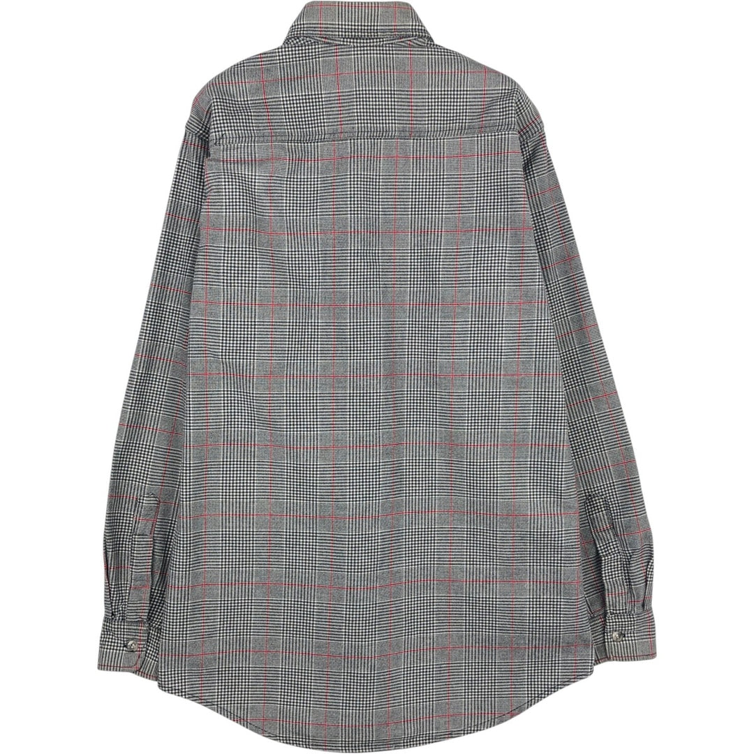 1970'S Eddie Bauer Black Tag Long-Sleeve Flannel Check Shirt, Made in USA, Men's Size M (Equivalent), Vintage cotton gray type Vintage Second Hand