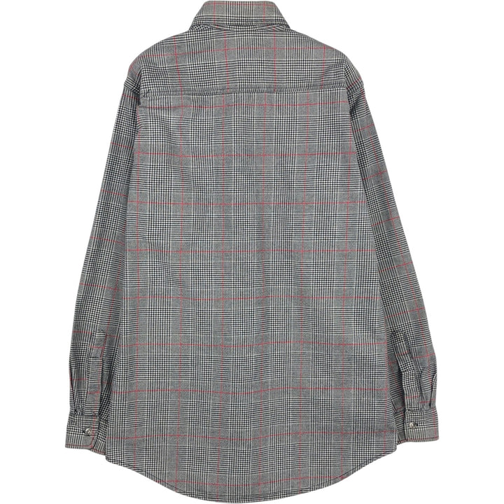 1970'S Eddie Bauer Black Tag Long-Sleeve Flannel Check Shirt, Made in USA, Men's Size M (Equivalent), Vintage cotton gray type Vintage Second Hand
