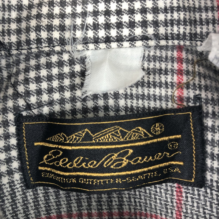 1970'S Eddie Bauer Black Tag Long-Sleeve Flannel Check Shirt, Made in USA, Men's Size M (Equivalent), Vintage cotton gray type Vintage Second Hand