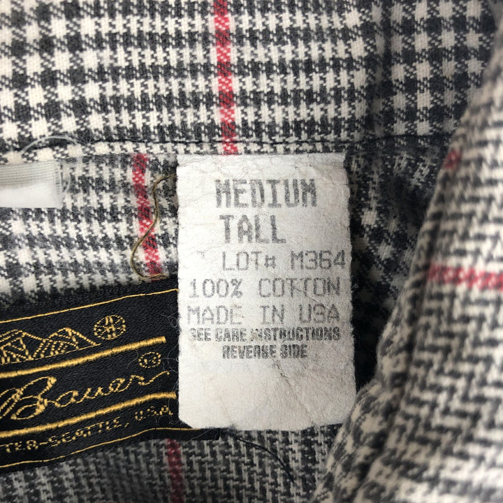 1970'S Eddie Bauer Black Tag Long-Sleeve Flannel Check Shirt, Made in USA, Men's Size M (Equivalent), Vintage cotton gray type Vintage Second Hand