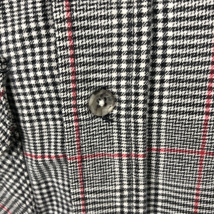1970'S Eddie Bauer Black Tag Long-Sleeve Flannel Check Shirt, Made in USA, Men's Size M (Equivalent), Vintage cotton gray type Vintage Second Hand