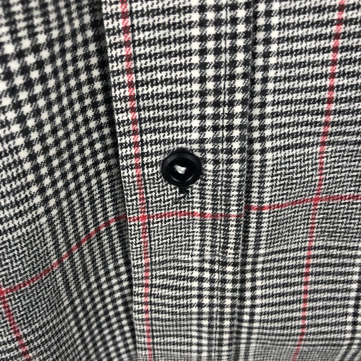 1970'S Eddie Bauer Black Tag Long-Sleeve Flannel Check Shirt, Made in USA, Men's Size M (Equivalent), Vintage cotton gray type Vintage Second Hand