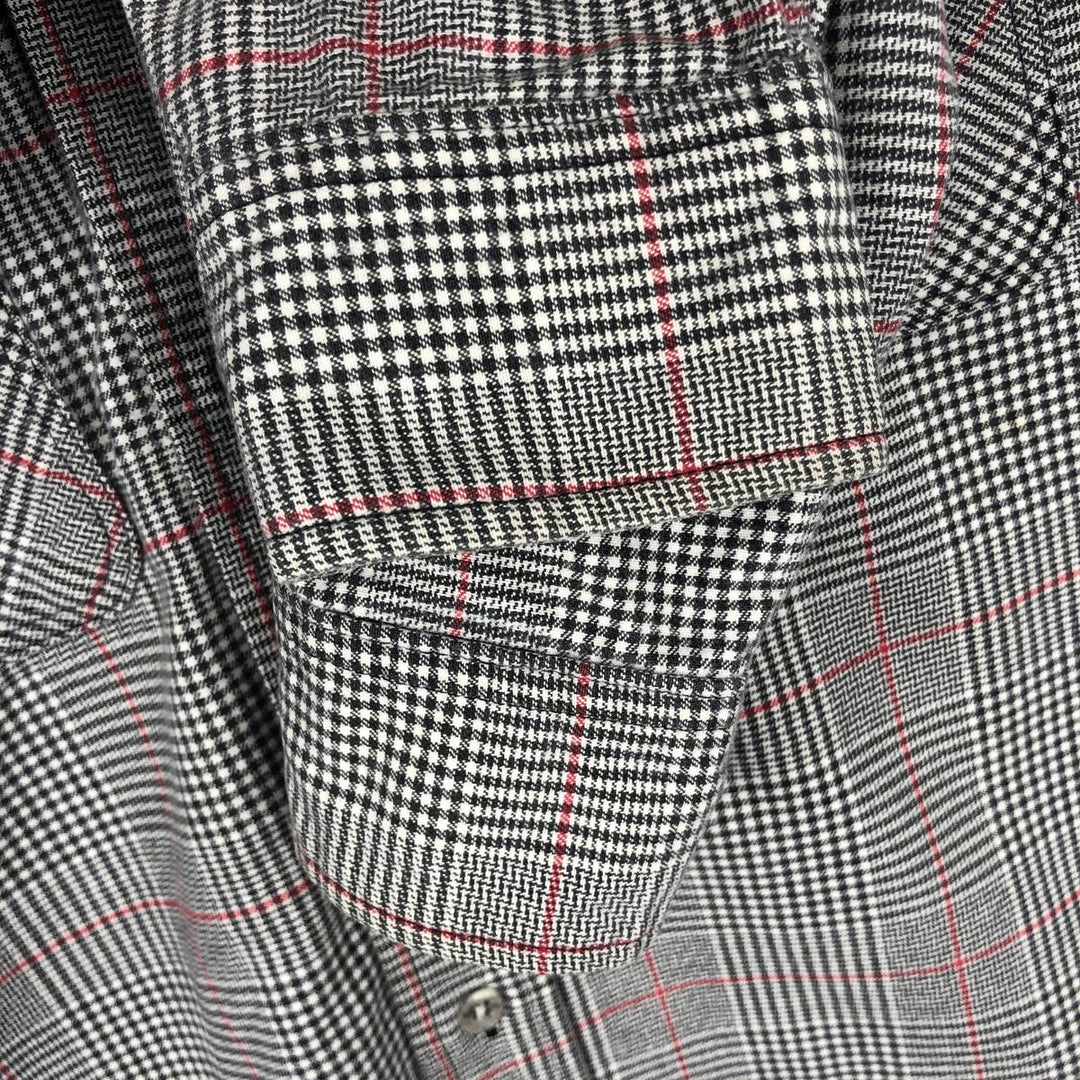 1970'S Eddie Bauer Black Tag Long-Sleeve Flannel Check Shirt, Made in USA, Men's Size M (Equivalent), Vintage cotton gray type Vintage Second Hand