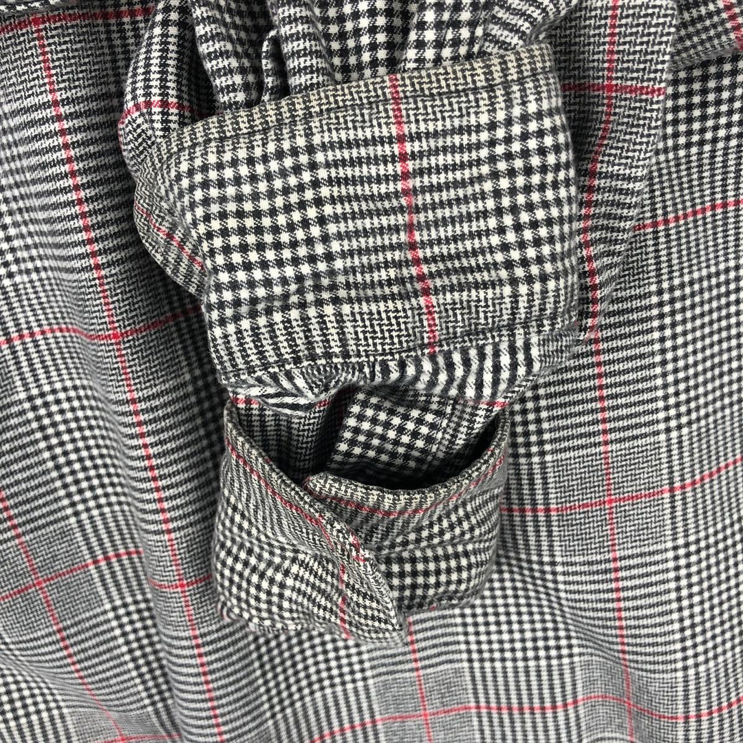 1970'S Eddie Bauer Black Tag Long-Sleeve Flannel Check Shirt, Made in USA, Men's Size M (Equivalent), Vintage cotton gray type Vintage Second Hand