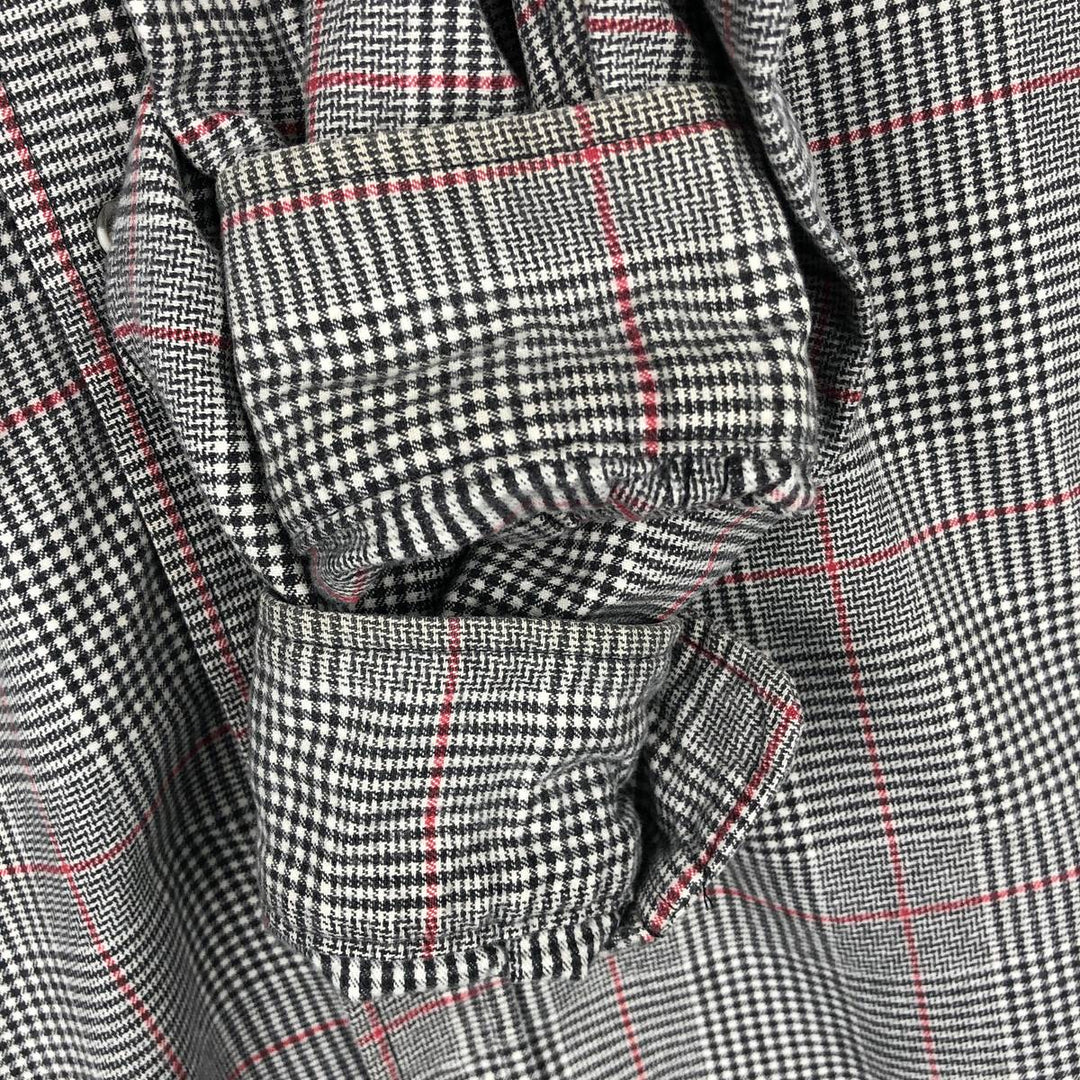 1970'S Eddie Bauer Black Tag Long-Sleeve Flannel Check Shirt, Made in USA, Men's Size M (Equivalent), Vintage cotton gray type Vintage Second Hand