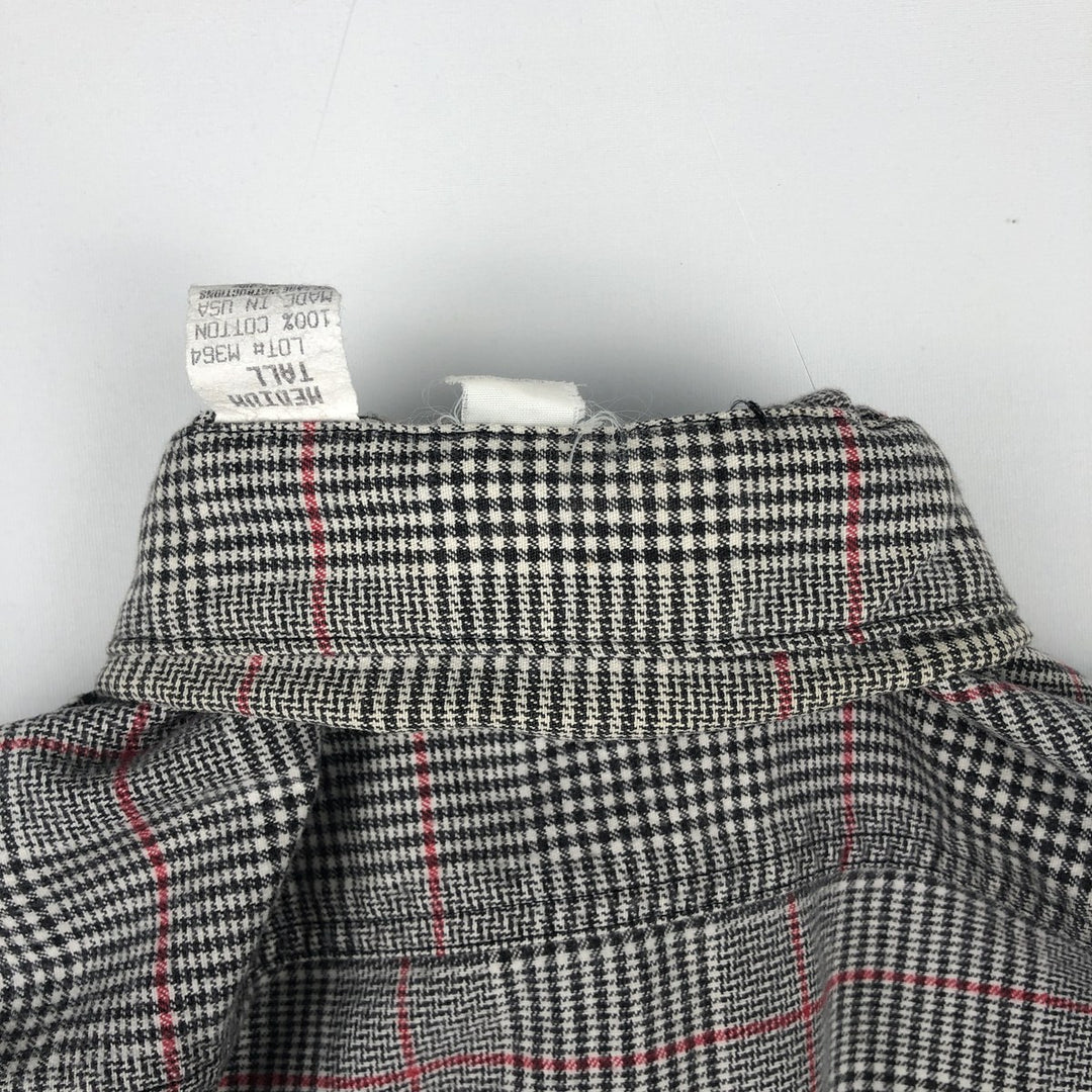 1970'S Eddie Bauer Black Tag Long-Sleeve Flannel Check Shirt, Made in USA, Men's Size M (Equivalent), Vintage cotton gray type Vintage Second Hand
