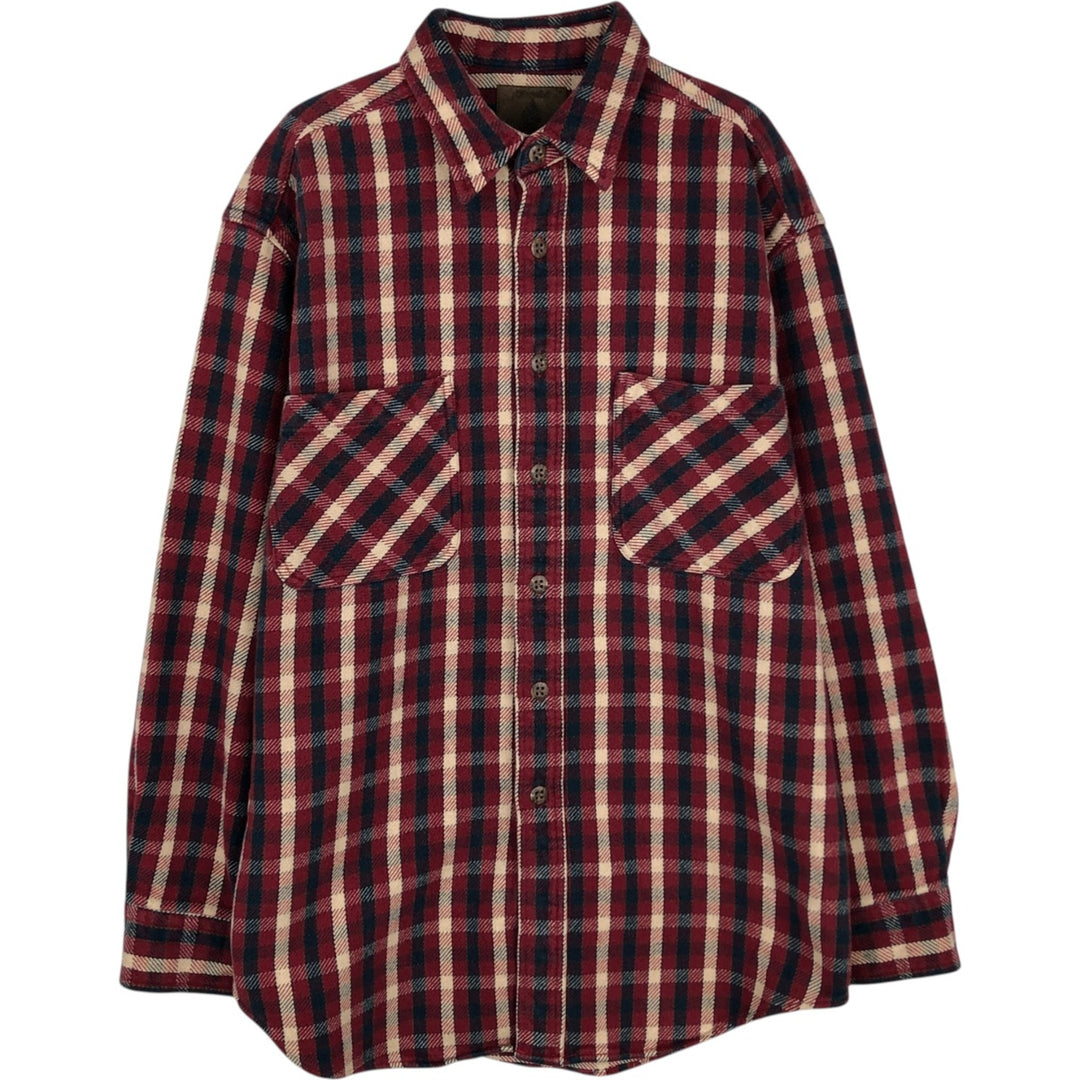 Vintage 90s-00'S St. John's Bay long-sleeved flannel check shirt, size M, men's cotton red type Vintage Second Hand
