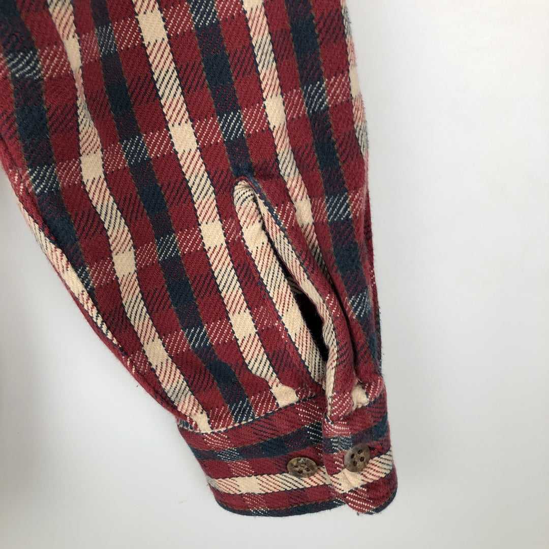 Vintage 90s-00'S St. John's Bay long-sleeved flannel check shirt, size M, men's cotton red type Vintage Second Hand