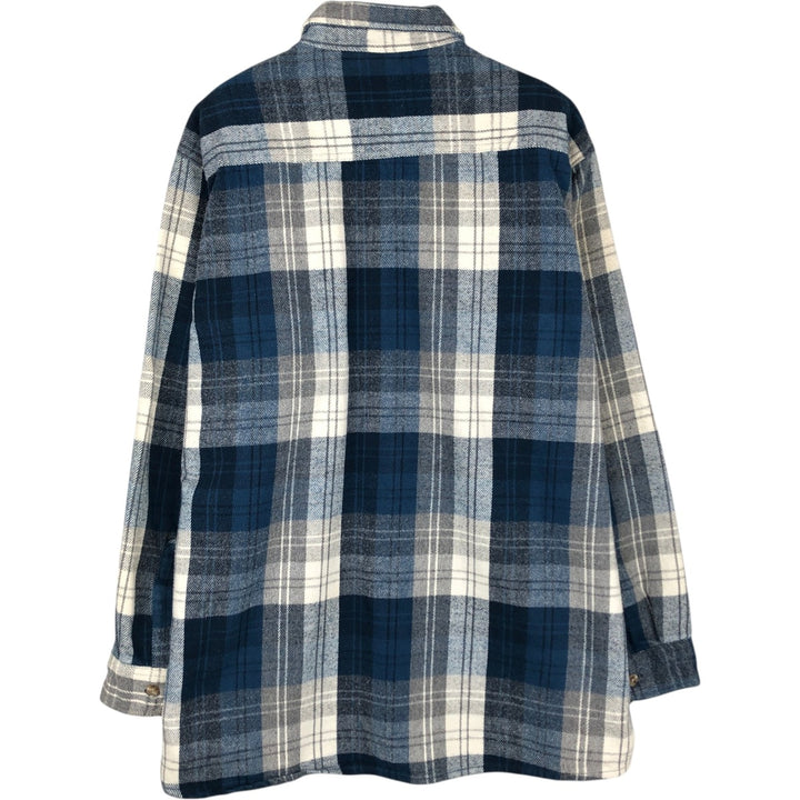 90'S FIELD and STREAM Long-Sleeve Heavy Flannel Check Shirt, Men's Size XL (approx.) cotton navy blue type Vintage Second Hand