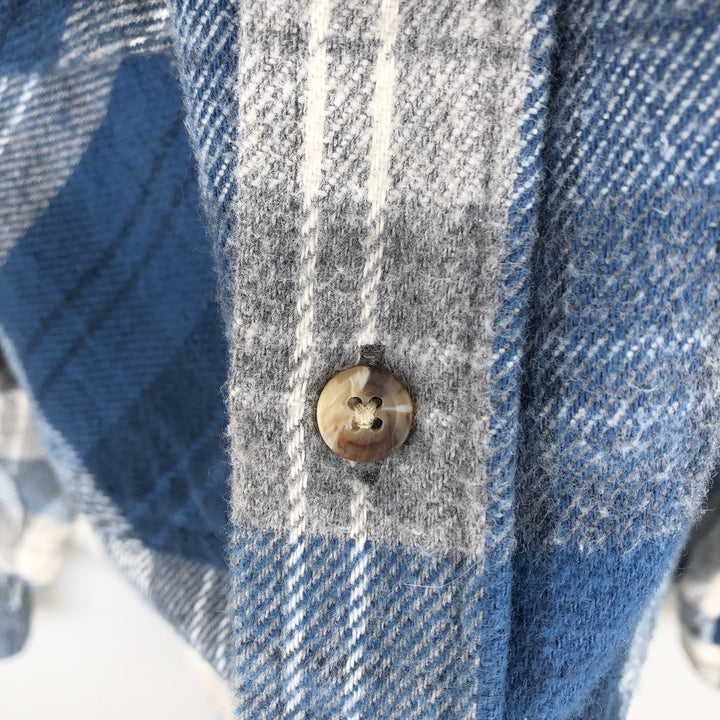 90'S FIELD and STREAM Long-Sleeve Heavy Flannel Check Shirt, Men's Size XL (approx.) cotton navy blue type Vintage Second Hand