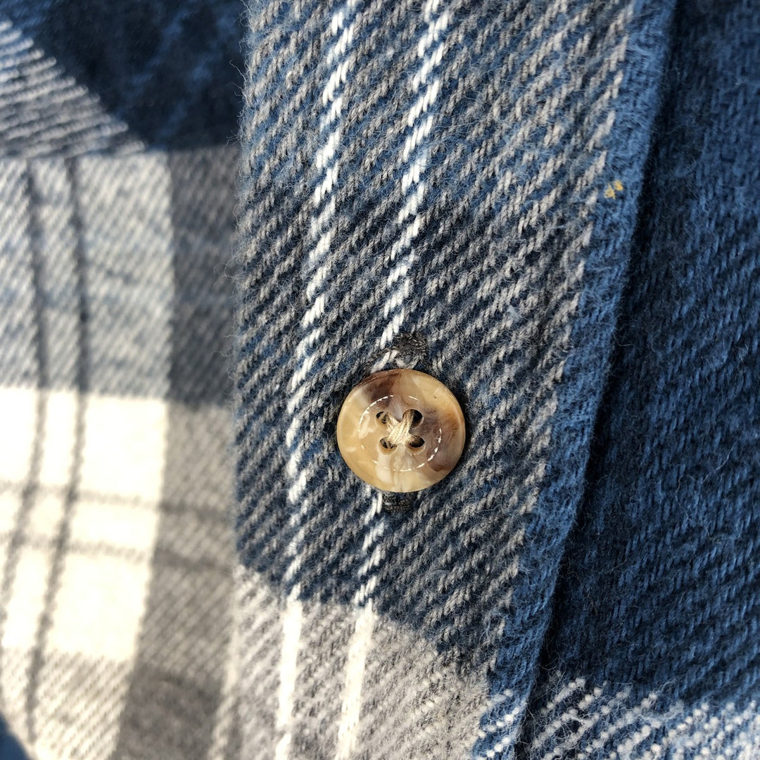 90'S FIELD and STREAM Long-Sleeve Heavy Flannel Check Shirt, Men's Size XL (approx.) cotton navy blue type Vintage Second Hand