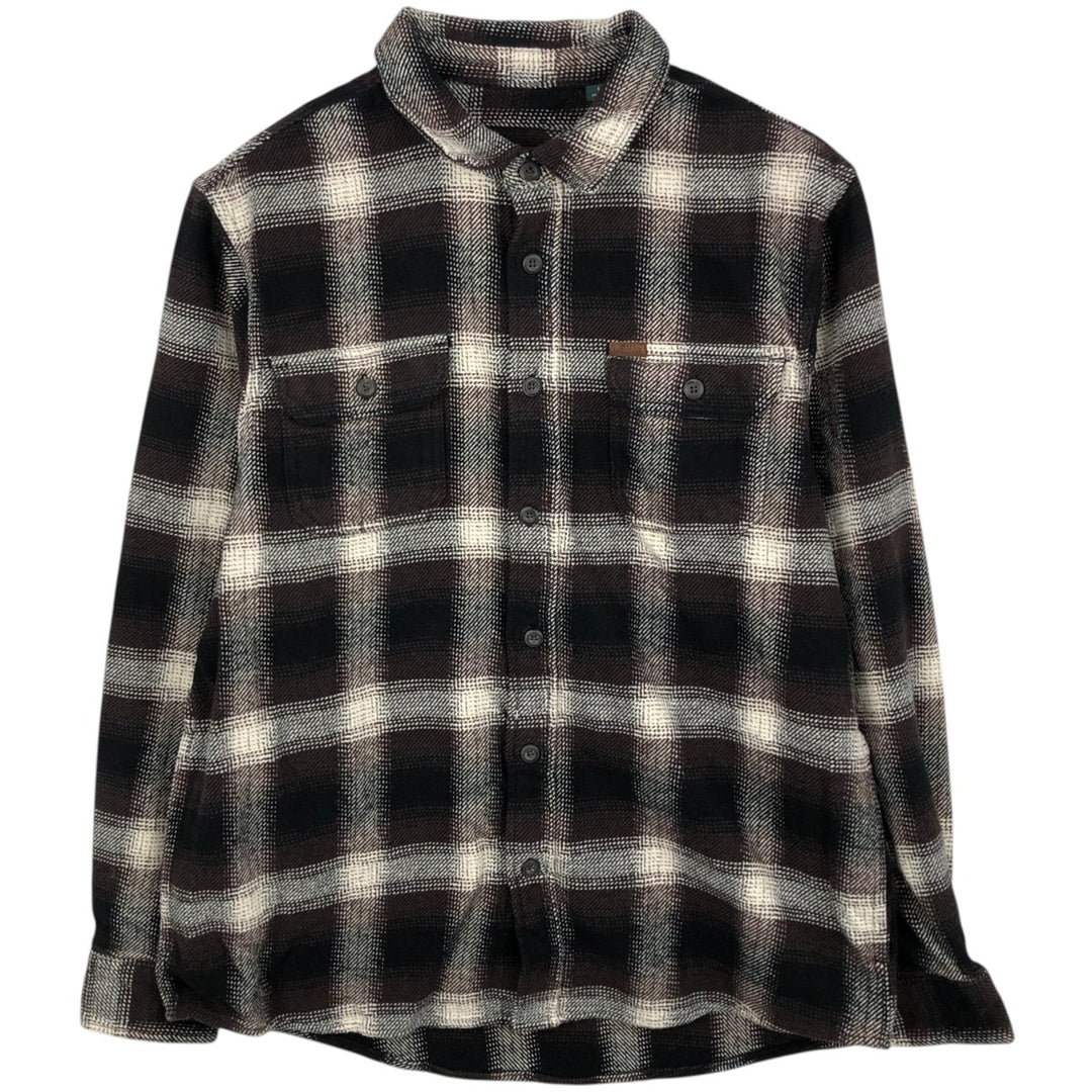 ORVIS Long Sleeve Heavy Flannel Check Shirt, Men's Size L cotton brown type Vintage Second Hand