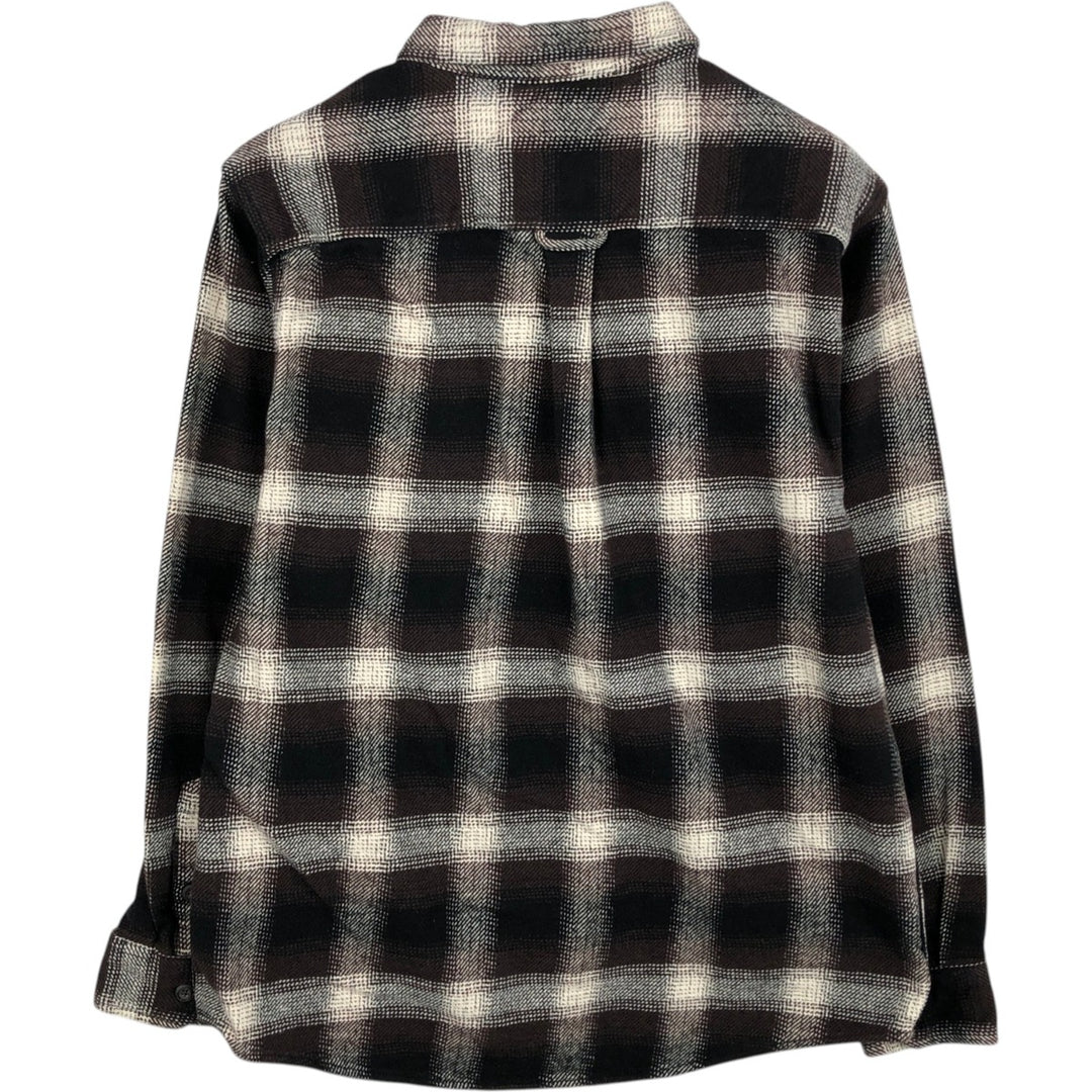 ORVIS Long Sleeve Heavy Flannel Check Shirt, Men's Size L cotton brown type Vintage Second Hand