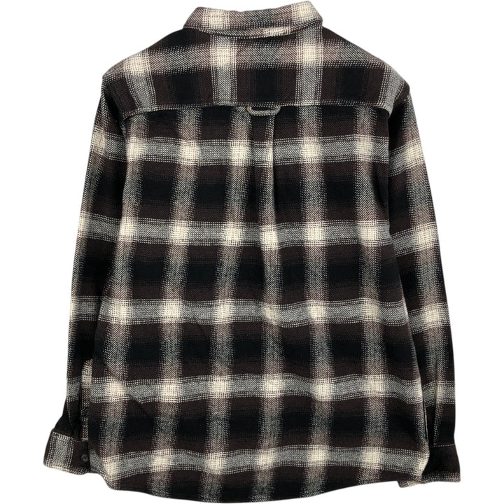 ORVIS Long Sleeve Heavy Flannel Check Shirt, Men's Size L cotton brown type Vintage Second Hand