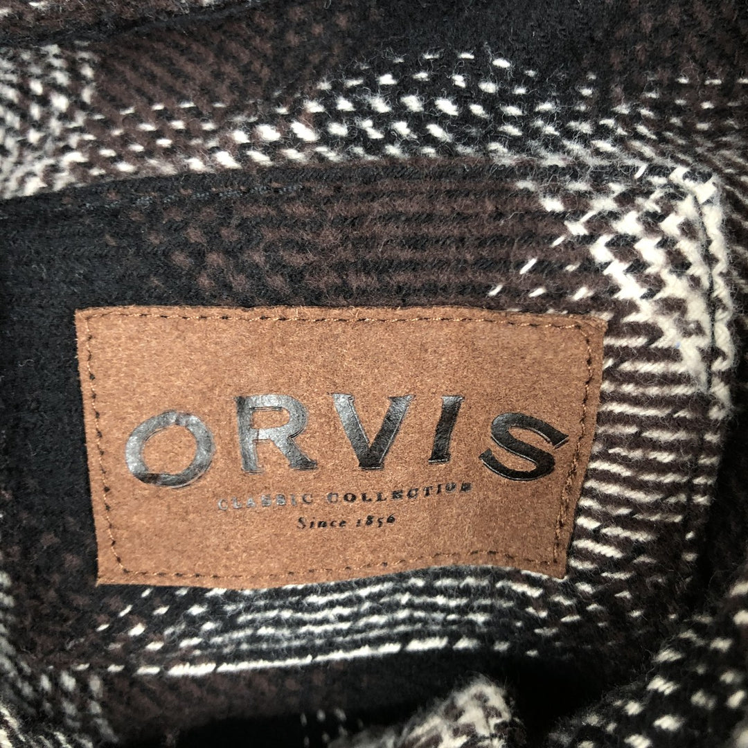 ORVIS Long Sleeve Heavy Flannel Check Shirt, Men's Size L cotton brown type Vintage Second Hand