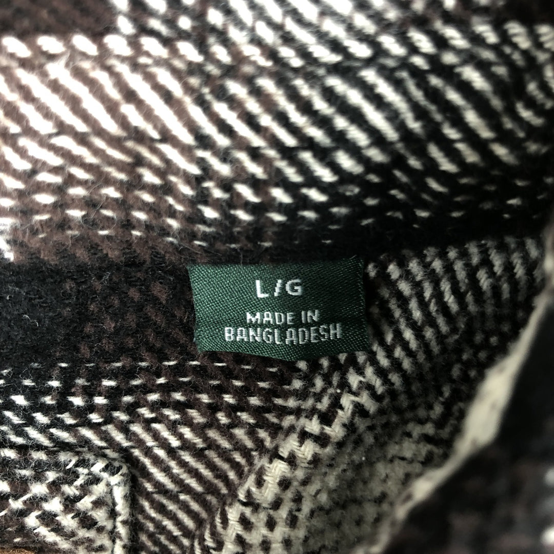 ORVIS Long Sleeve Heavy Flannel Check Shirt, Men's Size L cotton brown type Vintage Second Hand