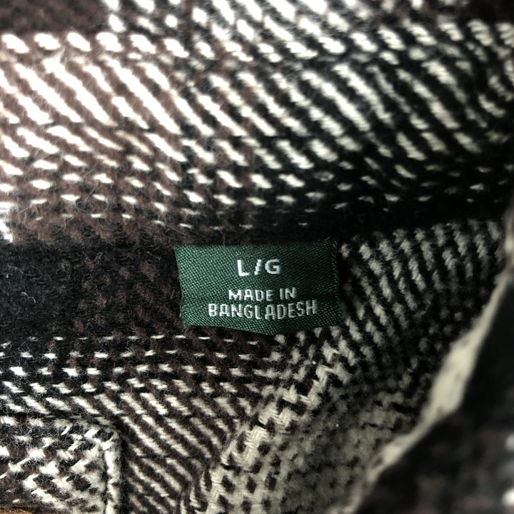 ORVIS Long Sleeve Heavy Flannel Check Shirt, Men's Size L cotton brown type Vintage Second Hand