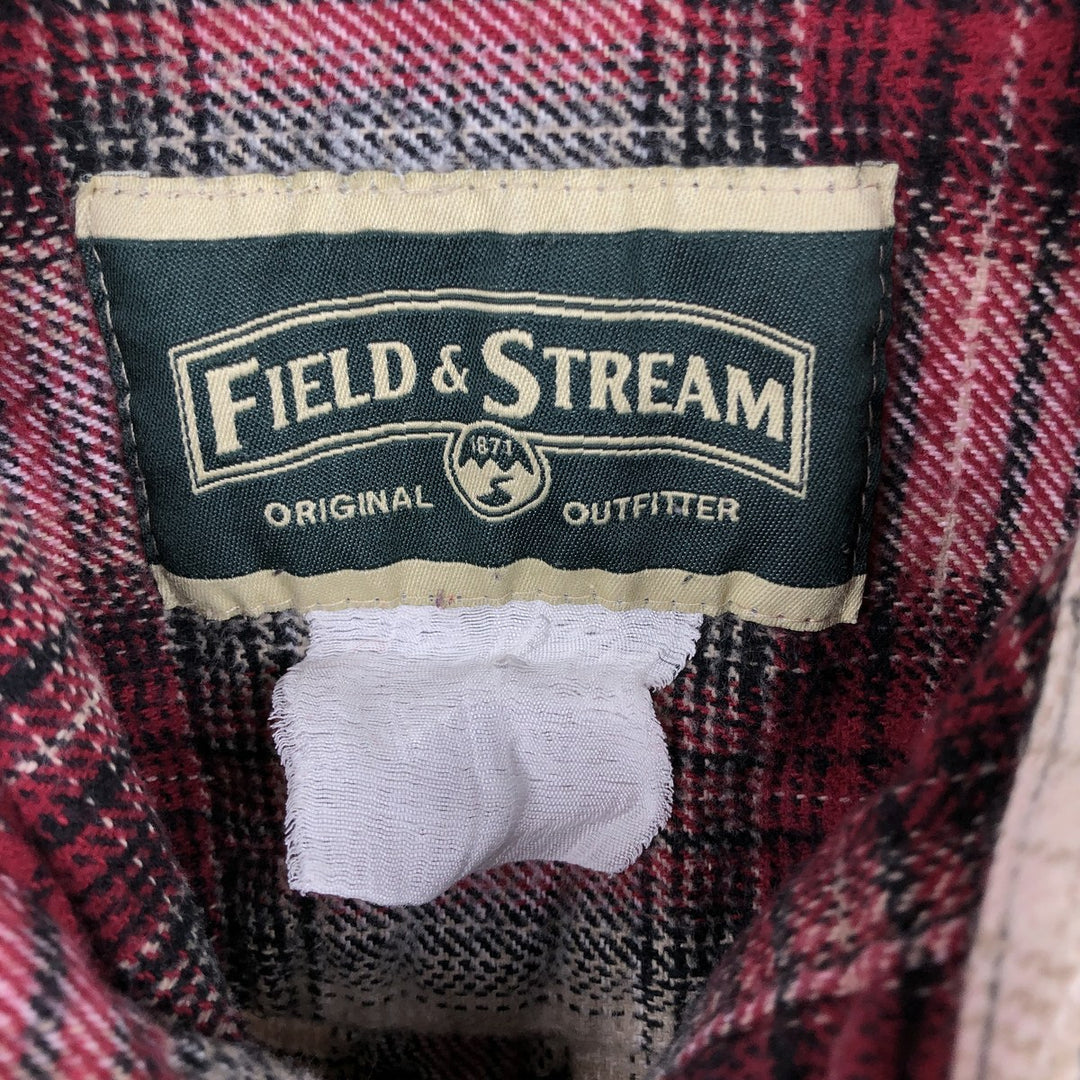 FIELD and STREAM Ombre Check Long Sleeve Heavy Flannel Check Shirt, Men's Size L unclear red type Vintage Second Hand