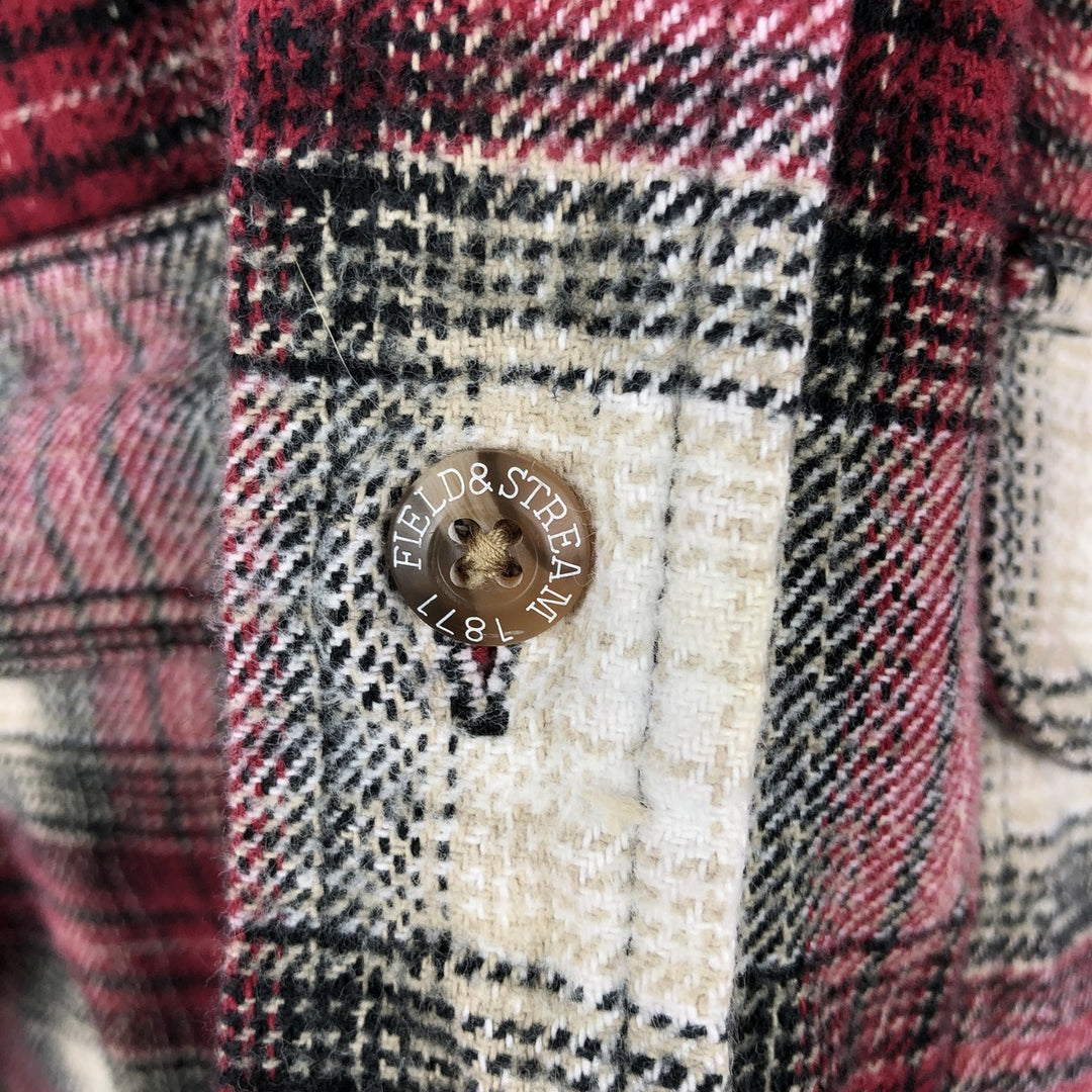 FIELD and STREAM Ombre Check Long Sleeve Heavy Flannel Check Shirt, Men's Size L unclear red type Vintage Second Hand