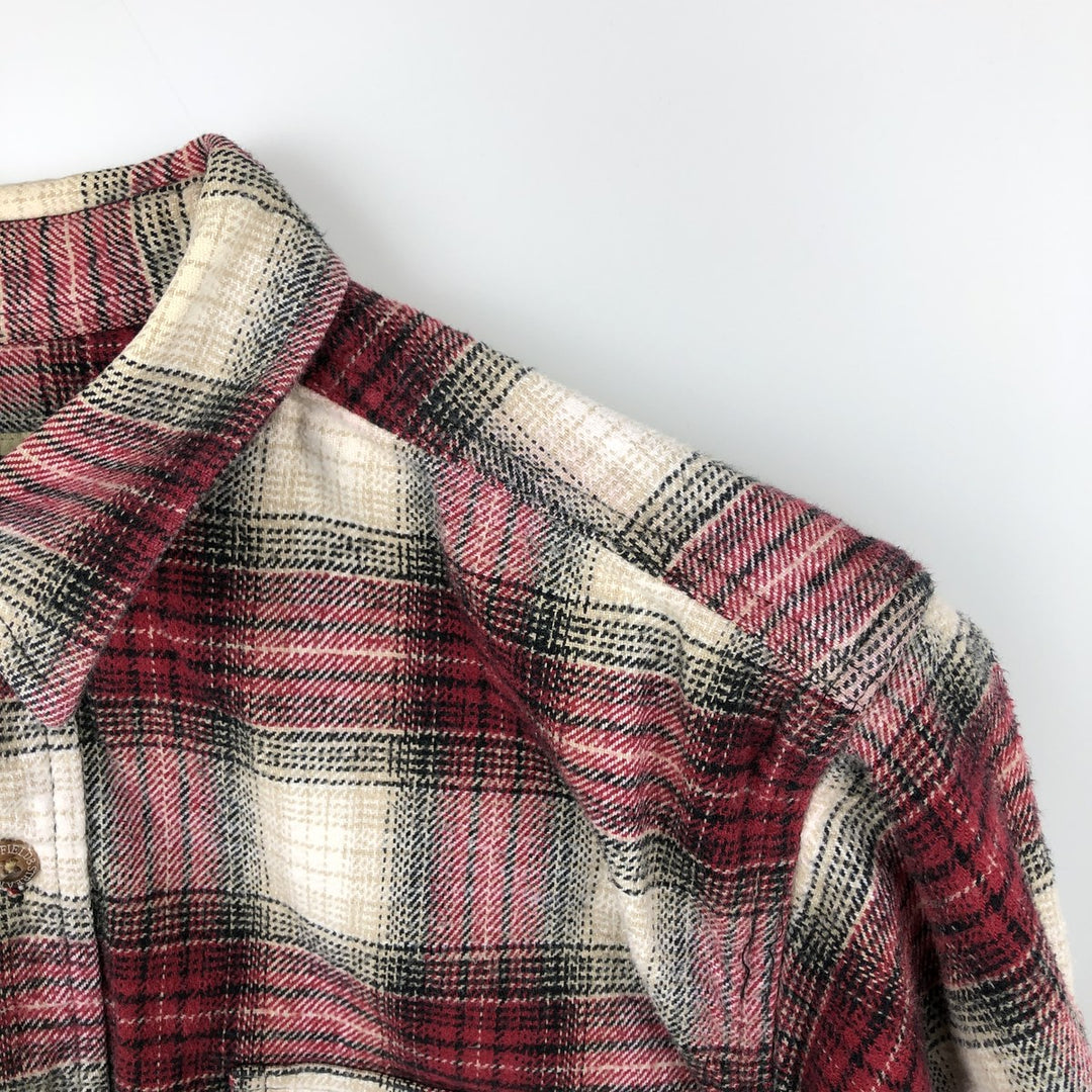 FIELD and STREAM Ombre Check Long Sleeve Heavy Flannel Check Shirt, Men's Size L unclear red type Vintage Second Hand