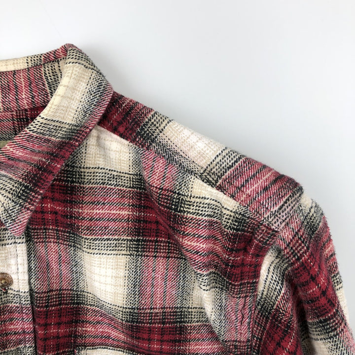 FIELD and STREAM Ombre Check Long Sleeve Heavy Flannel Check Shirt, Men's Size L unclear red type Vintage Second Hand