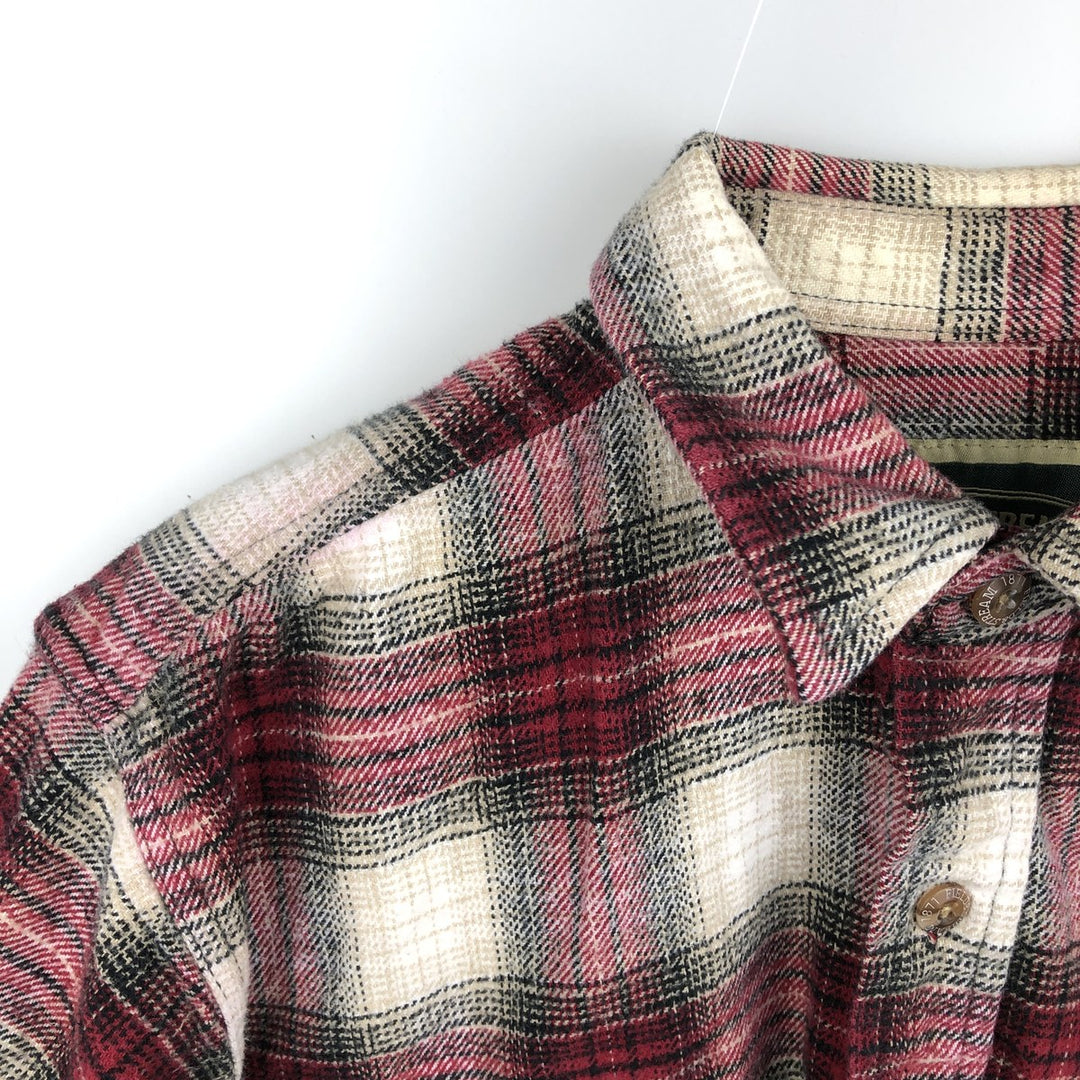 FIELD and STREAM Ombre Check Long Sleeve Heavy Flannel Check Shirt, Men's Size L unclear red type Vintage Second Hand